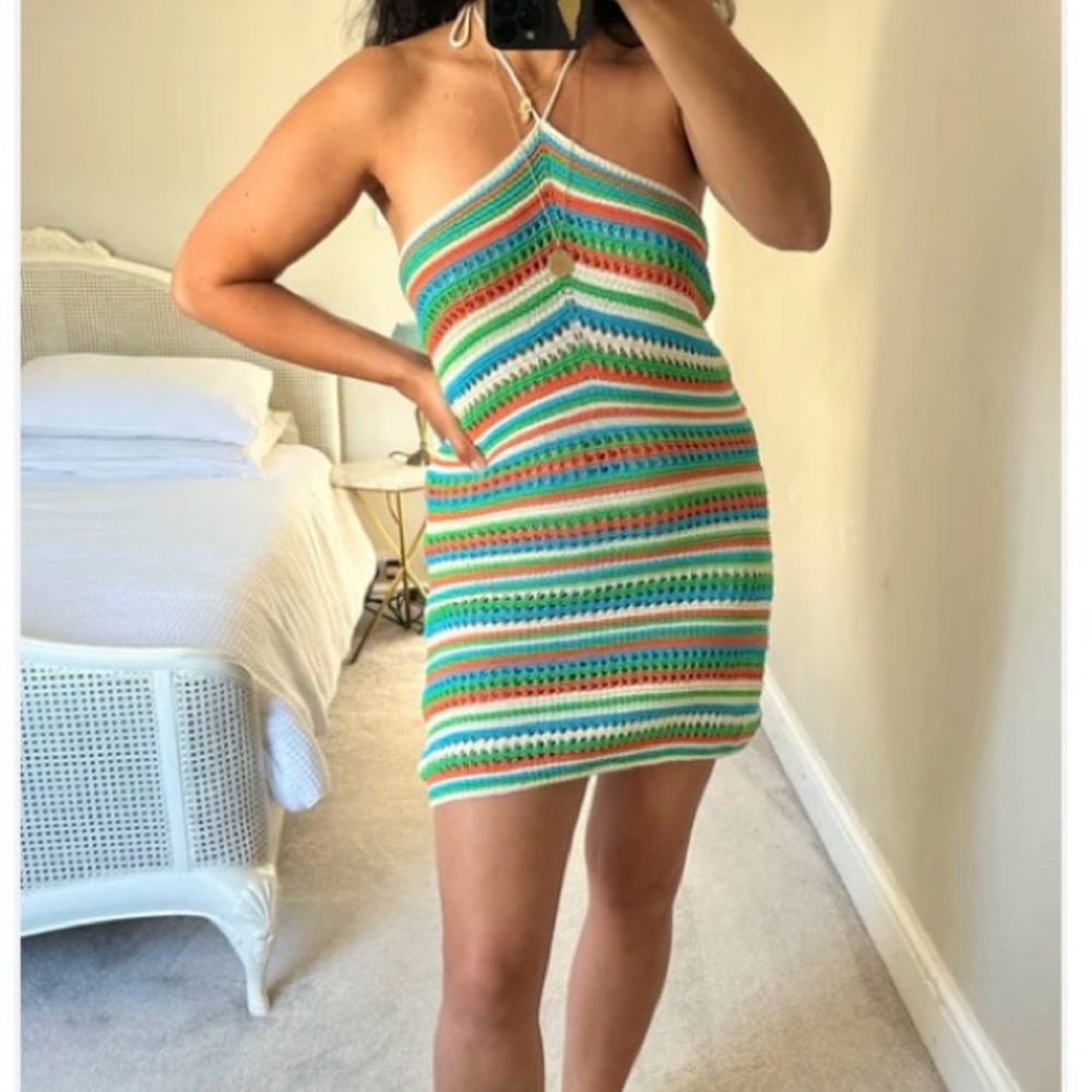 Mango Multicolor Striped Crochet Dress - Picture 4 of 10